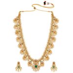 Peora Traditional Gold Plated Red Green Beads Studded Long Necklace Drop Gift - Image 6