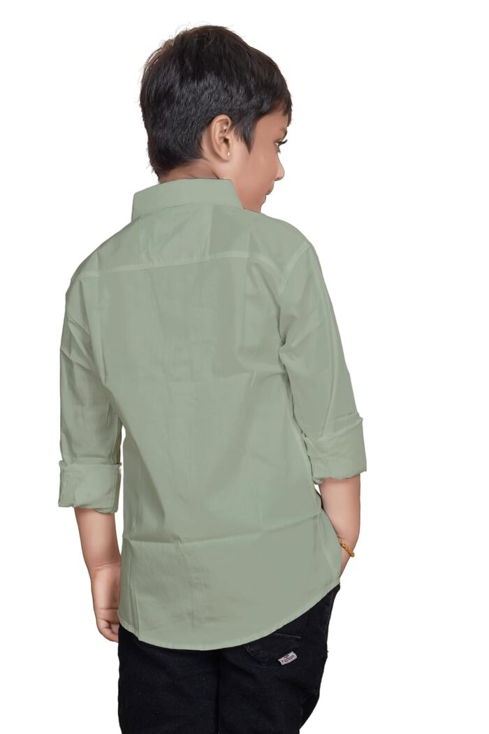 Cotton Shirt for Kids Spread Collor Regular FIT Shirt || Casual Cotton Plain Shirt - Image 3