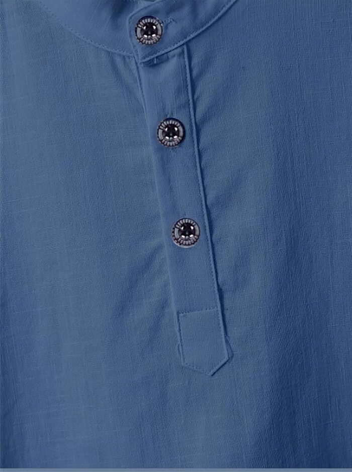 Zilcon Boys Linen Shirt Button Down Henley Short Sleeve Casual Dress - Image 5