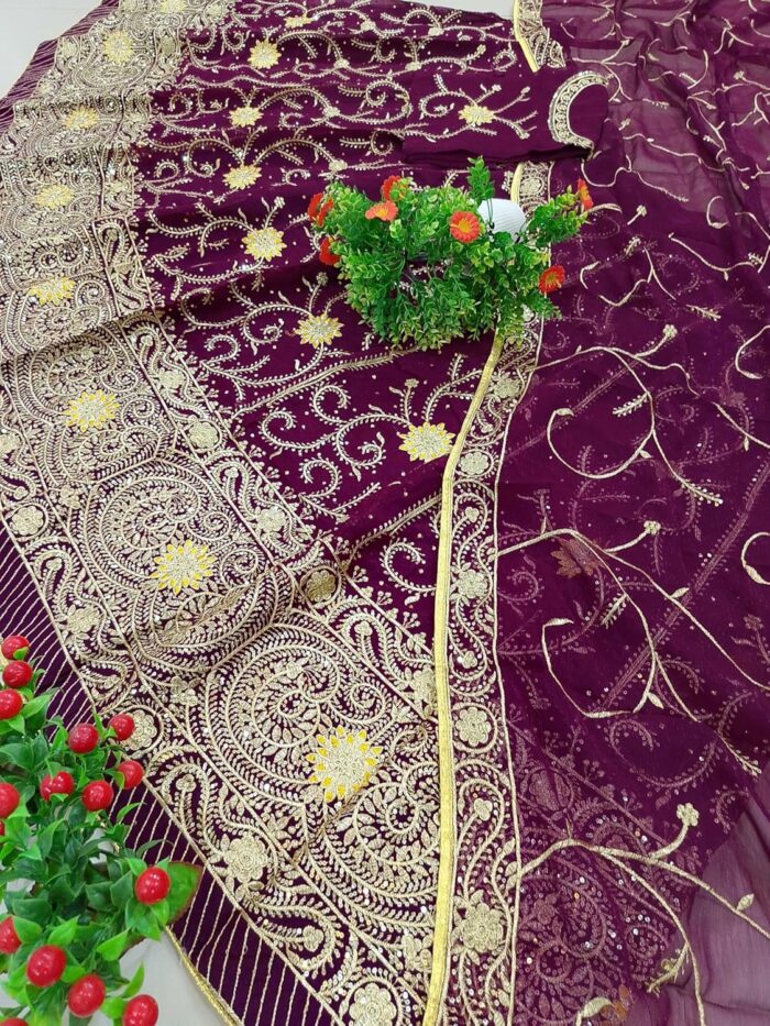 SHYAMLATA Fancy Heavy Embroidery Work Shimmer Silk Semi-stitched - Image 5
