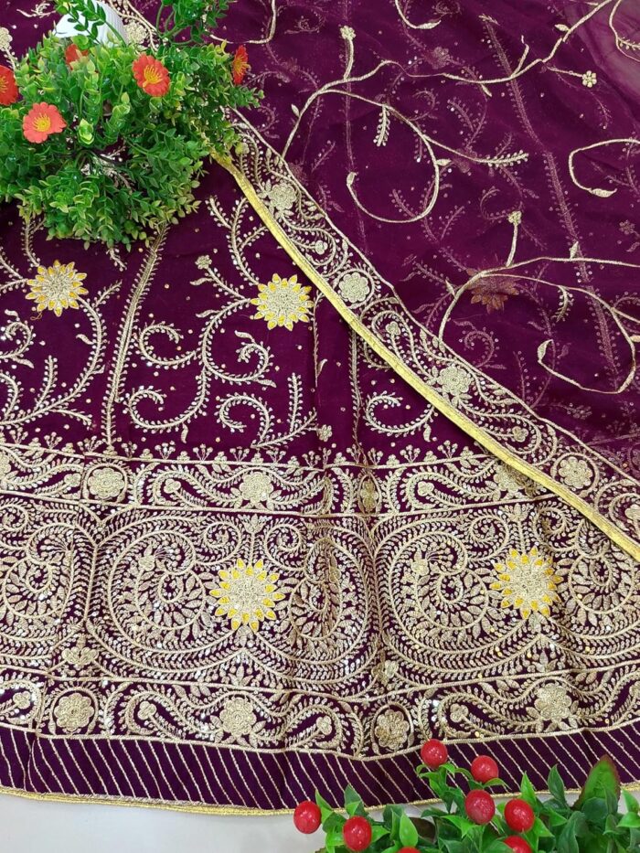 SHYAMLATA Fancy Heavy Embroidery Work Shimmer Silk Semi-stitched - Image 6