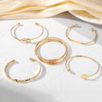 Shining Diva Fashion Set of 5 Latest Stylish Multilayer Gold Plated Bangle Bracelet - Image 5