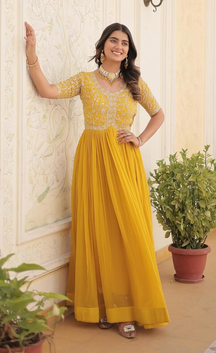 Fashion Basket Georgette Embroidered Anarkali Gown for Women - Image 3