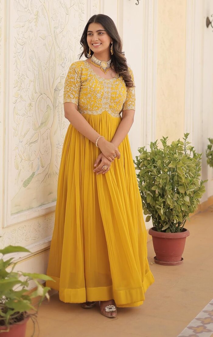 Fashion Basket Georgette Embroidered Anarkali Gown for Women - Image 4