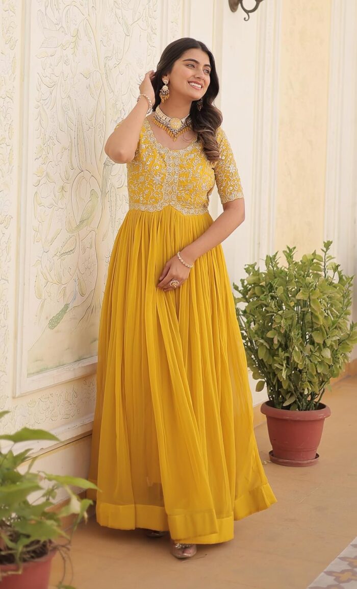 Fashion Basket Georgette Embroidered Anarkali Gown for Women - Image 5