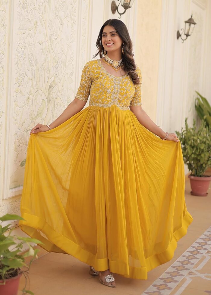 Fashion Basket Georgette Embroidered Anarkali Gown for Women - Image 6