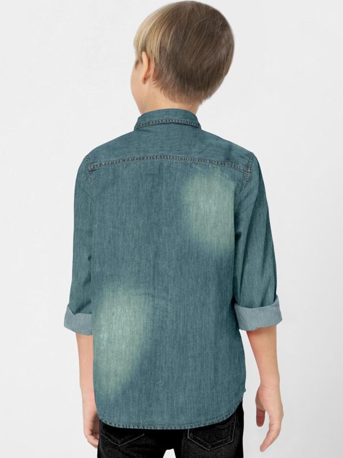 FABFARM Boys Regular Fit Washed Spread Collar Casual Shirt - Image 4
