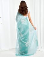 SIRIL Women's Shimmer Chiffon Sequence Embroidery Saree - Image 4