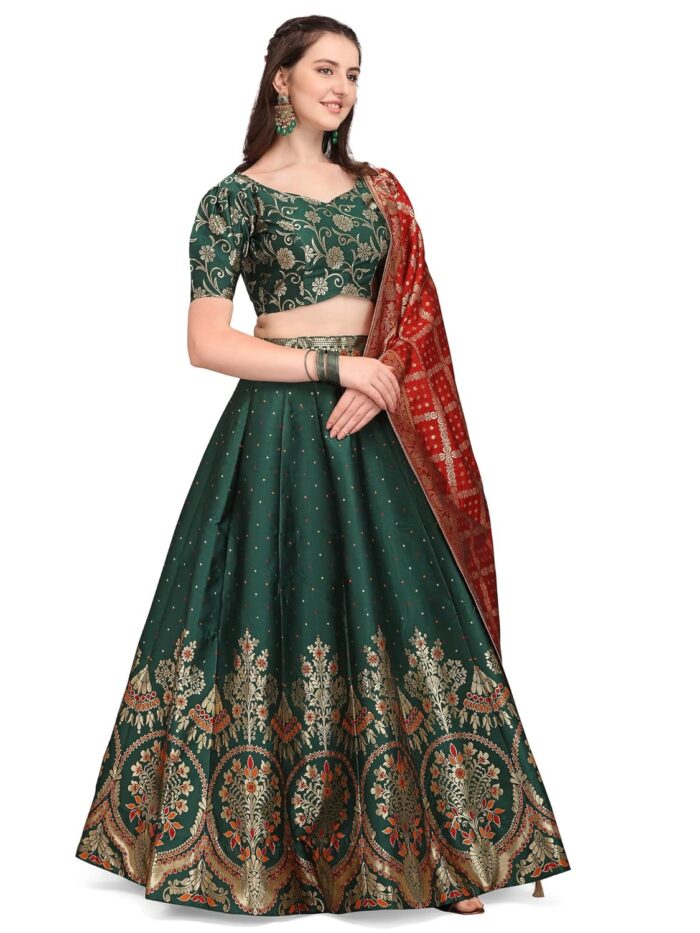 PURVAJA Women's Jacquard Semi-Stitched Lehenga choli - Image 5