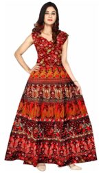 Roll On Women's Cotton Dress - Jaipuri Sanganeri Print Midi - Image 2