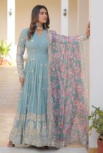 Fashion Basket Gergette Embroidered Long Anarkali - Image 4