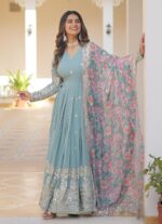 Fashion Basket Gergette Embroidered Long Anarkali - Image 8