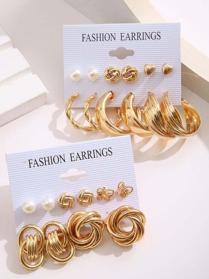 Shining Diva Fashion 11 Pairs Combo Set Latest Stylish Vintage Pearl Earrings - Image 4