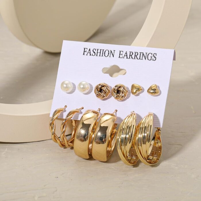 Shining Diva Fashion 11 Pairs Combo Set Latest Stylish Vintage Pearl Earrings - Image 5