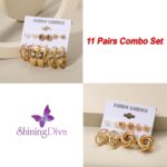 Shining Diva Fashion 11 Pairs Combo Set Latest Stylish Vintage Pearl Earrings - Image 6