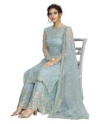 TRENDMALLS Women's Net Embroidery Salwar Suit Kurta Sharara - Image 7