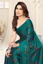 MIRCHI FASHION Women's Stylish Chiffon Leaf Printed Saree - Image 4