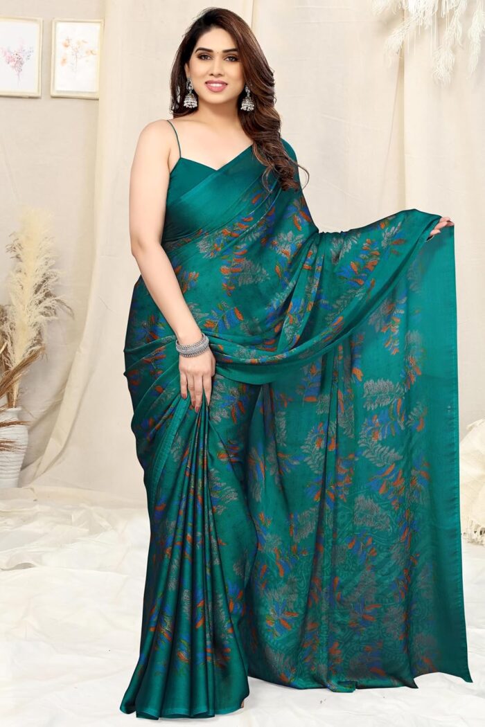 MIRCHI FASHION Women's Stylish Chiffon Leaf Printed Saree - Image 10