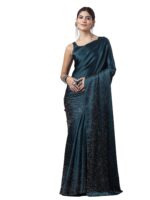 SIRIL Women's Satin Silk Hot Fixing Stone Work Saree - Image 2
