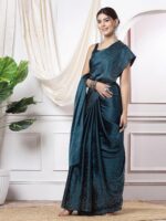 SIRIL Women's Satin Silk Hot Fixing Stone Work Saree - Image 3