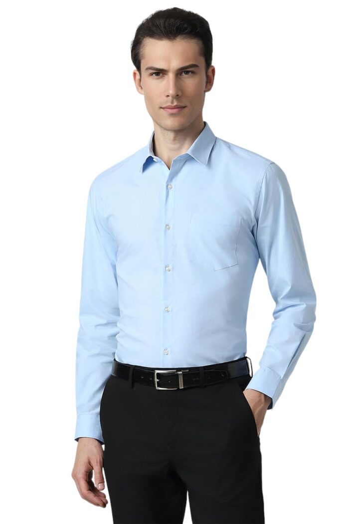 Peter England Men's Everyday Solid Slim Fit Full Sleeve Formal Shirt - Image 2
