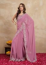 TRENDMALLS Women's Georgette Embroidery Sequin Work Saree - Image 4