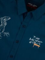 Gini & Jony Boys Dark Blue Woven Solid Full Sleeve Printed Shirt - Image 4