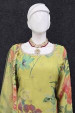 RUDRAPRAYAG Chinon Silk Floral Digital Print With Embroidery Semi Stitched - Image 4