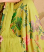 RUDRAPRAYAG Chinon Silk Floral Digital Print With Embroidery Semi Stitched - Image 5