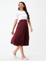 AASK Women Fit& Flare Polyster Solid Dress for Women - Image 3