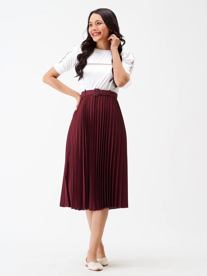 AASK Women Fit& Flare Polyster Solid Dress for Women - Image 7