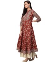 Yash Gallery Women's Cotton Relaxed Fit Anarkali Floral Printed Kurta - Image 4
