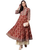 Yash Gallery Women's Cotton Relaxed Fit Anarkali Floral Printed Kurta - Image 5