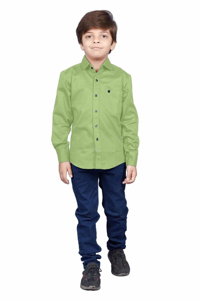 SKY PEARL Cotton Fullsleeve Casual Plain Shirt for Kid's - Image 4