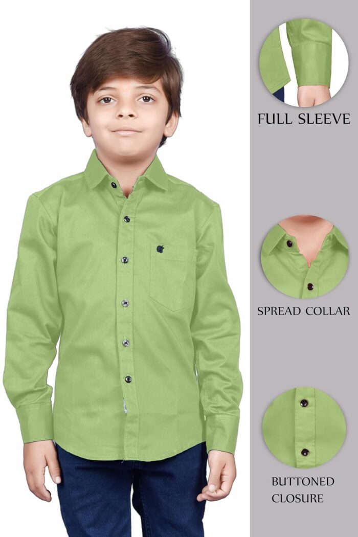 SKY PEARL Cotton Fullsleeve Casual Plain Shirt for Kid's - Image 5