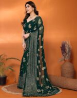 SIRIL Women's Georgette Foil Printed Saree with Unstitched Blouse Piece - Image 3