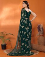 SIRIL Women's Georgette Foil Printed Saree with Unstitched Blouse Piece - Image 4