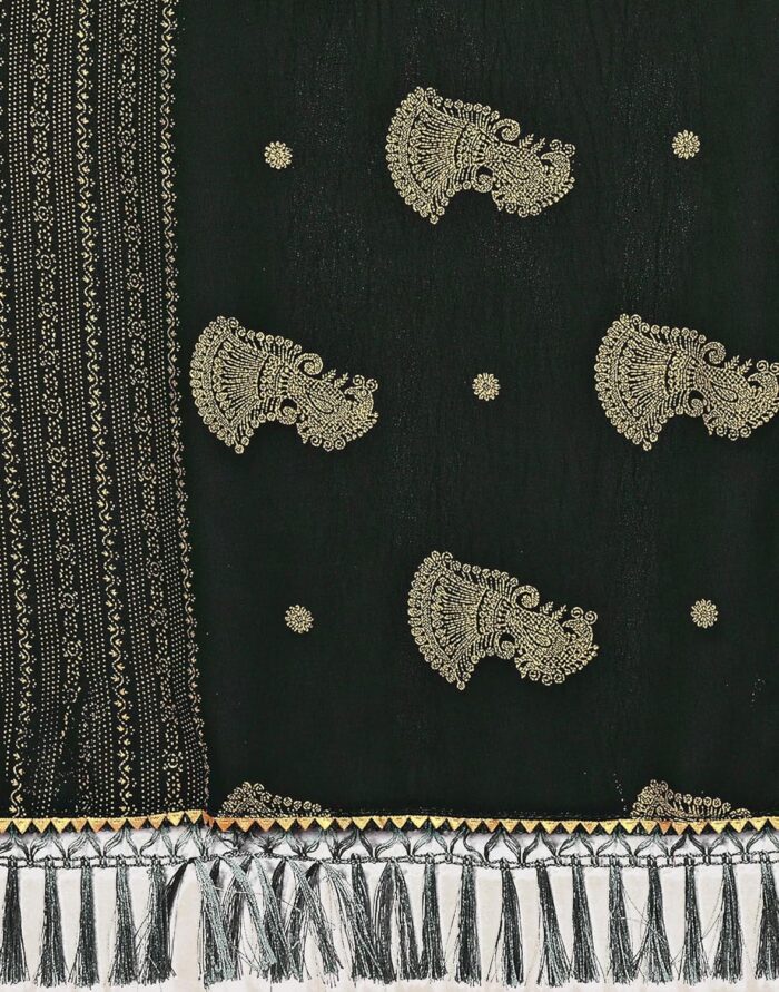 SIRIL Women's Georgette Foil Printed Saree with Unstitched Blouse Piece - Image 8