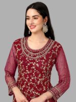 TRENDMALLS Women's Net Embroidery Salwar Suit Set Kurta Lehenga with Dupatta - Image 7
