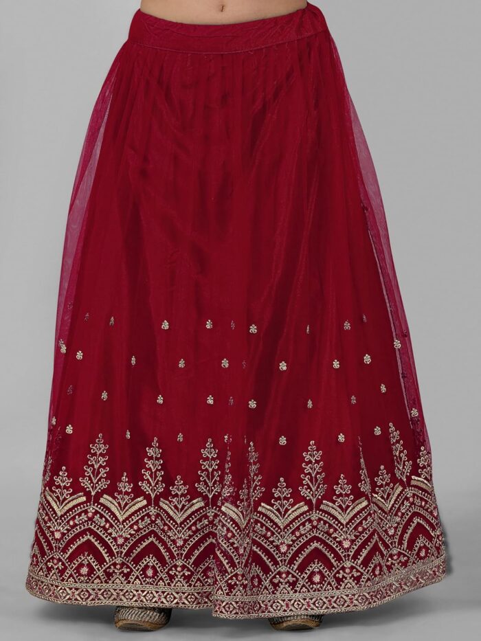 TRENDMALLS Women's Net Embroidery Salwar Suit Set Kurta Lehenga with Dupatta - Image 8