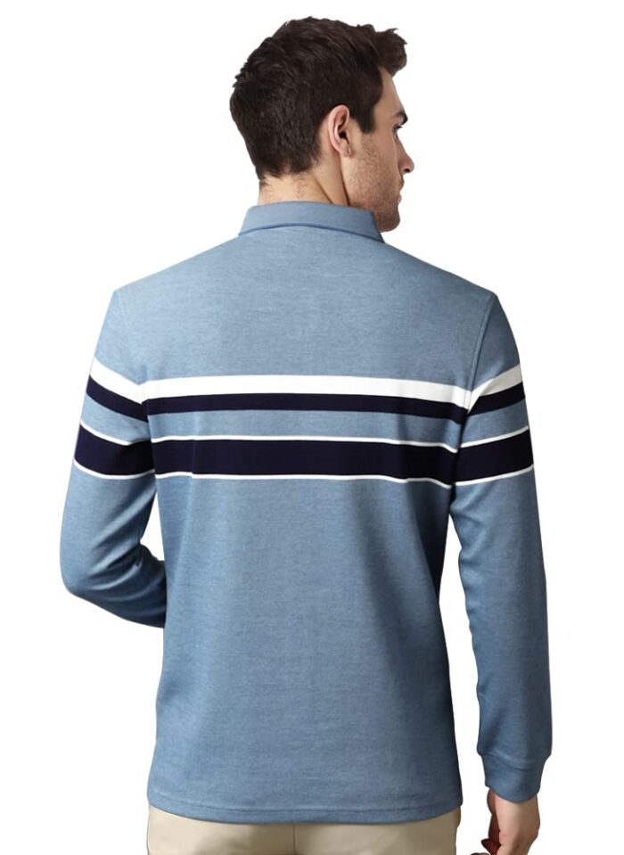 EYEBOGLER Men's Polo Neck Full Sleeves Printed Relaxed Fit T-Shirt - Image 3