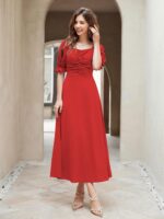 Shasmi Girl's & Women's Solid A-Line Ruched Puff Sleeve Maxi - Image 3