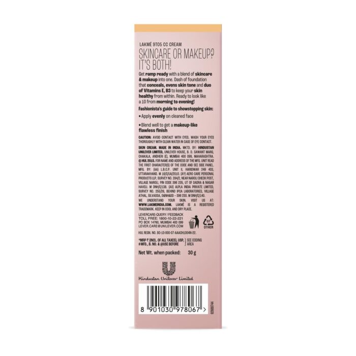 Lakme 9 to 5 CC Cream, 01 - Beige, Light Face Makeup - Image 3