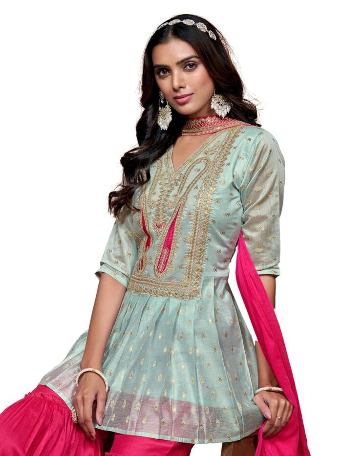 EthnicJunction Womens Chanderi Silk Embroidered - Image 2
