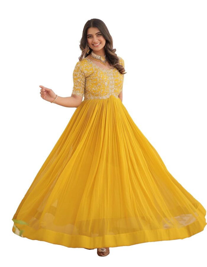 Fashion Basket Georgette Embroidered Anarkali Gown for Women - Image 2