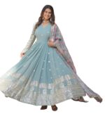 Fashion Basket Gergette Embroidered Long Anarkali - Image 2