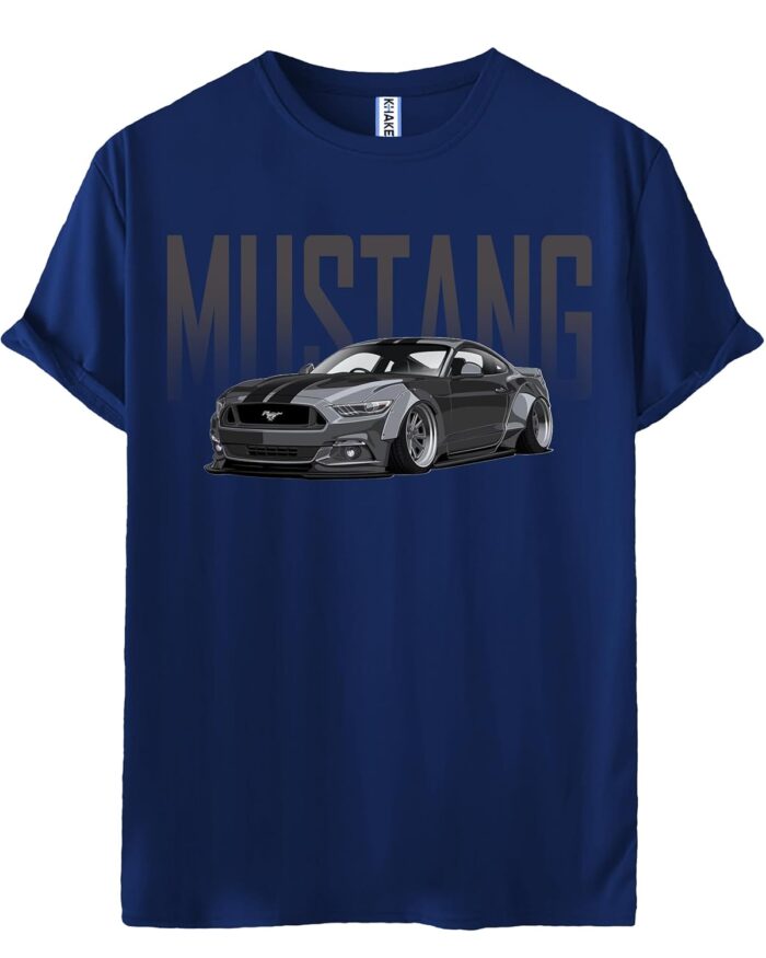 Khakey Tshirt for Boy Mustang Car Printed Trendy Cotton Tshirts - Image 2