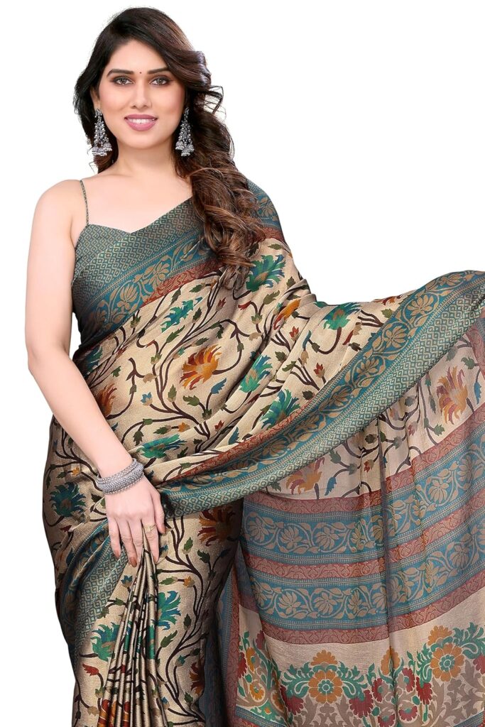 Ethnic Outfits MIRCHI-FASHION-Womens-Chiffon-Floral-Printed-Saree-with-Blouse-Piece