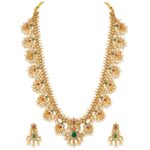 Peora Traditional Gold Plated Red Green Beads Studded Long Necklace Drop Gift - Image 2