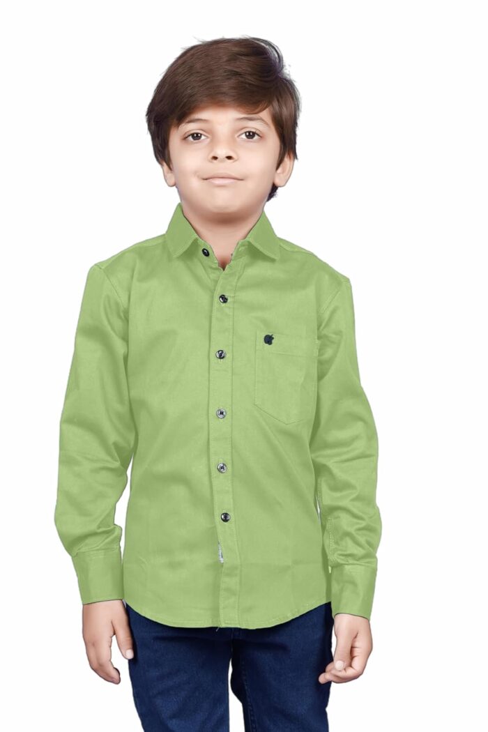 SKY PEARL Cotton Fullsleeve Casual Plain Shirt for Kid's - Image 2